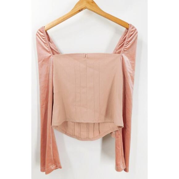Zemeta Rose Garden Velvet Rosette Square Neck Top Size Medium Y2K - Picture 3 of 5